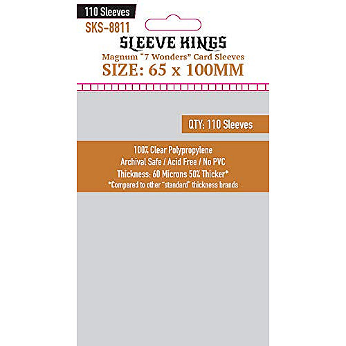 Sleeve Kings 8811 Magnum 7 Wonders Card Sleeves (65x100mm) - 110 Pack |  Sleeve Kings | Board Games India