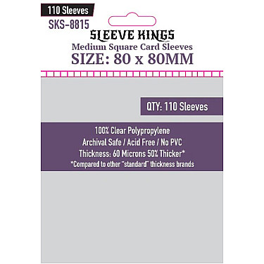 Sleeve Kings 8815 Medium Square Card Sleeves (80x80mm) - 110 Pack