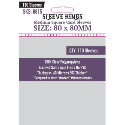 Sleeve Kings 8815 Medium Square Card Sleeves (80x80mm) - 110 Pack All Board Games, Accessories, Card Sleeves, All Products image