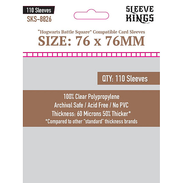 Sleeve Kings 8826 Hogwarts Battle Square Compatible Sleeves (76x76mm) -110 Pack Accessories, Card Sleeves, All Products image