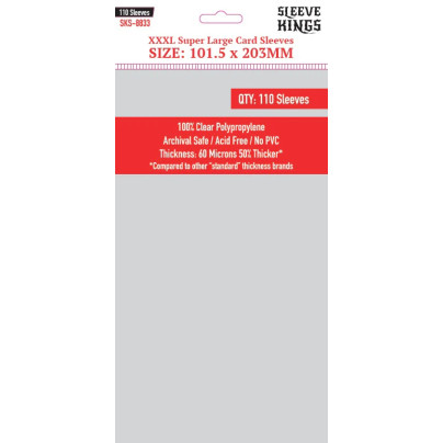 Sleeve Kings 8833 XXXL Super Large Sleeves (101.5x203mm) -110 Pack All Board Games, Accessories, Card Sleeves, All Products image
