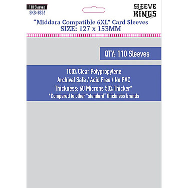 Sleeve Kings 8836 Middara Compatible 6XL Card Sleeves (127 x 153) - 110 Pack