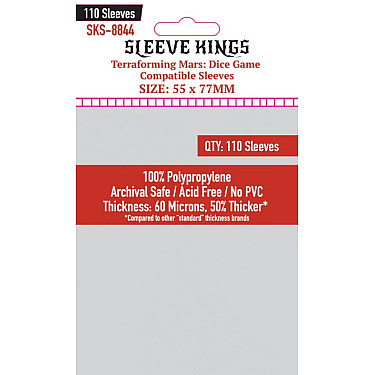 Sleeve Kings 8844 Terraforming Mars: Dice Game Compatible Sleeves (55 x 77mm) -110 Pack