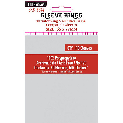 Sleeve Kings 8844 Terraforming Mars: Dice Game Compatible Sleeves (55 x 77mm) -110 Pack image