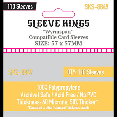Sleeve Kings 8849 Wyrmspan Compatible Sleeves 57 x 57 MM 110 Pack, 60 Microns