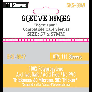 Sleeve Kings 8849 Wyrmspan Compatible Sleeves 57 x 57 MM 110 Pack, 60 Microns