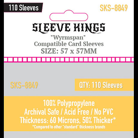 Sleeve Kings 8849 Wyrmspan Compatible Sleeves 57 x 57 MM 110 Pack, 60 Microns All Board Games, Accessories, Card Sleeves, All Products image