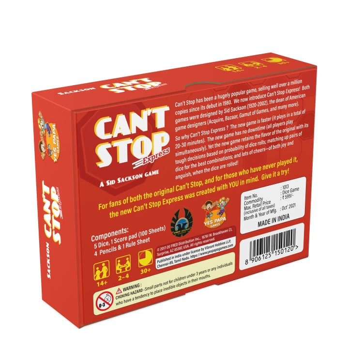 Cant Stop Express All Board Games, Our Games, Published Games, For Cafe, 1 - First 20 Games Essential, Made in India !, All Products image