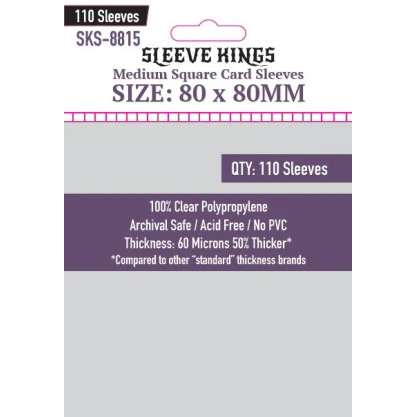 Sleeve Kings 8815 Medium Square Card Sleeves (80x80mm) - 110 Pack All Board Games, Accessories, Card Sleeves, All Products image
