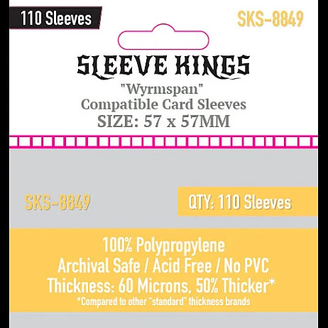 Sleeve Kings 8849 Wyrmspan Compatible Sleeves 57 x 57 MM 110 Pack, 60 Microns All Board Games, Accessories, Card Sleeves, All Products image