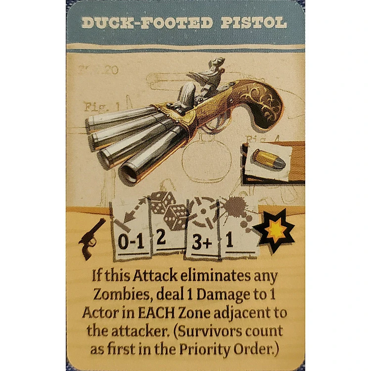 Zombicide: Undead or Alive – Duck-Footed Pistol Promo Card On demand, Imported Games, All Products image